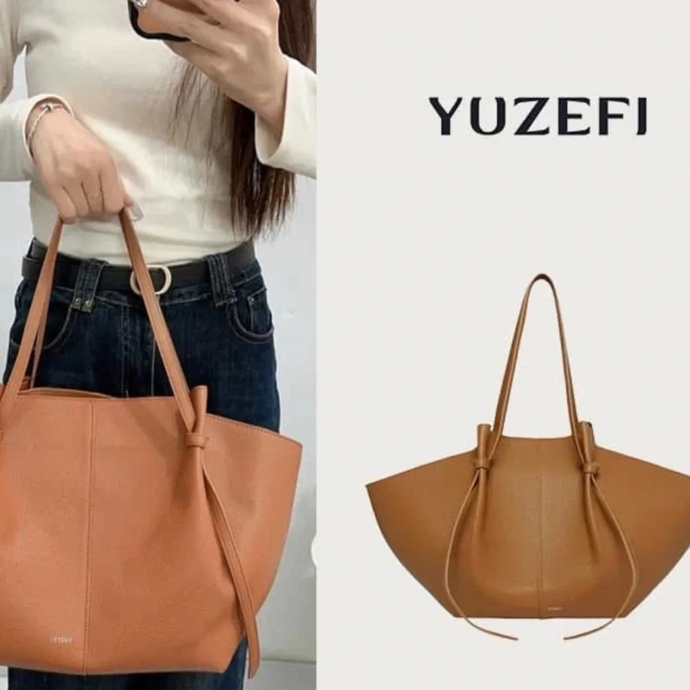 Yuzefi Brown Leather Tote Bag Mochi - Picture 2 of 15